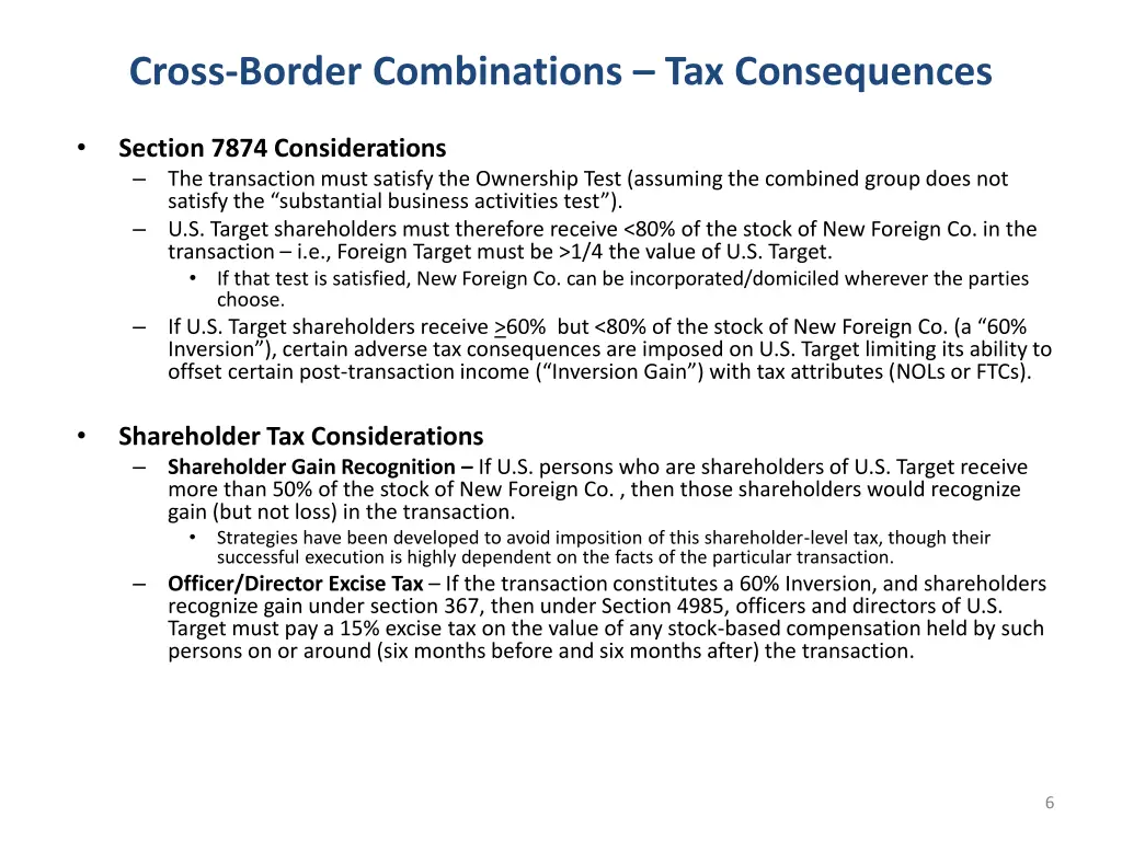 cross border combinations tax consequences