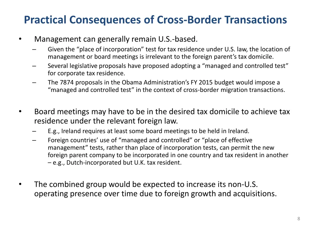 practical consequences of cross border