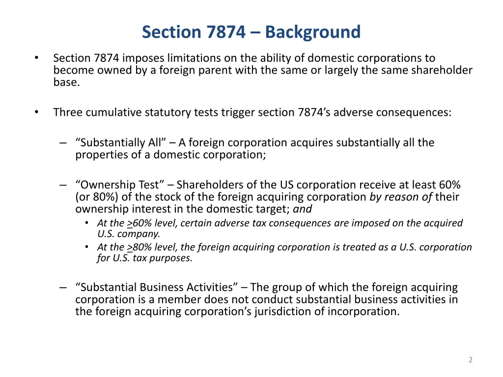 section 7874 background