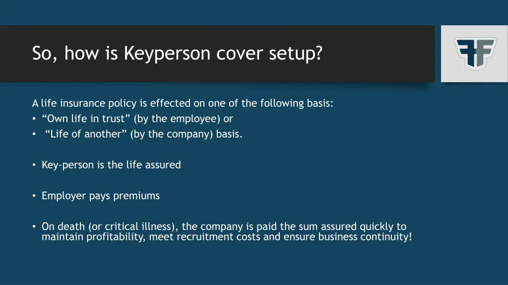 so how is keyperson cover setup