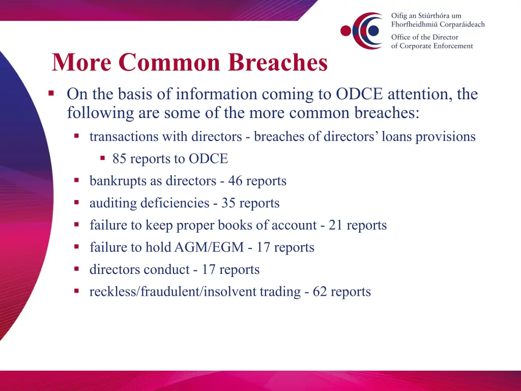 more common breaches on the basis of information