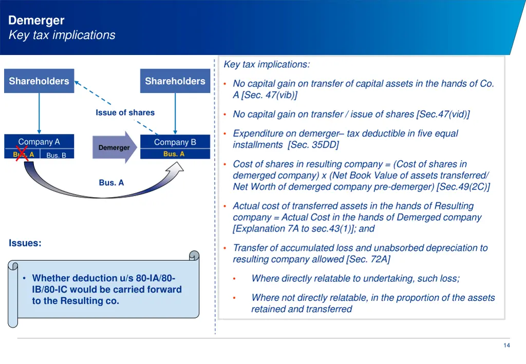 demerger key tax implications