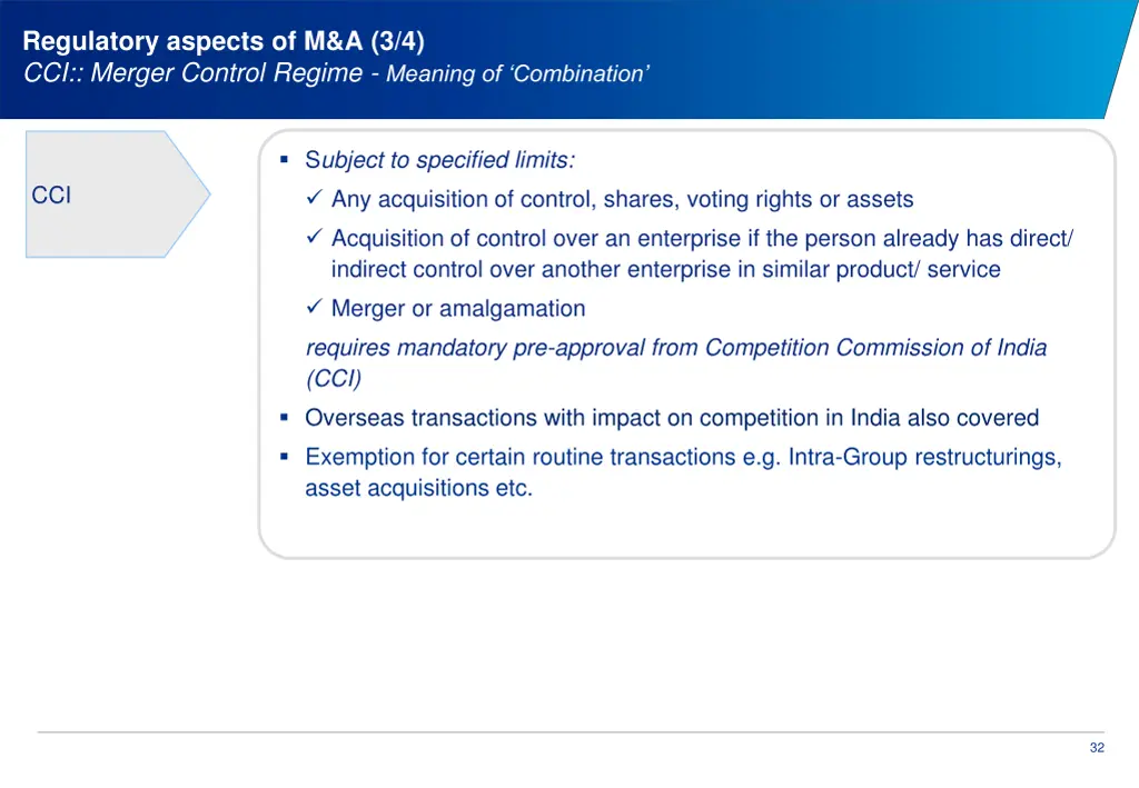 regulatory aspects of m a 3 4 cci merger control