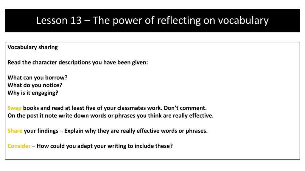 lesson 13 the power of reflecting on vocabulary