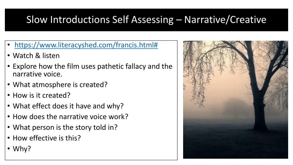 slow introductions self assessing narrative 1