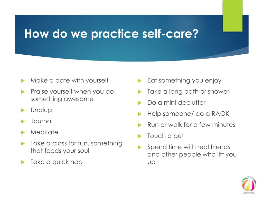 how do we practice self care