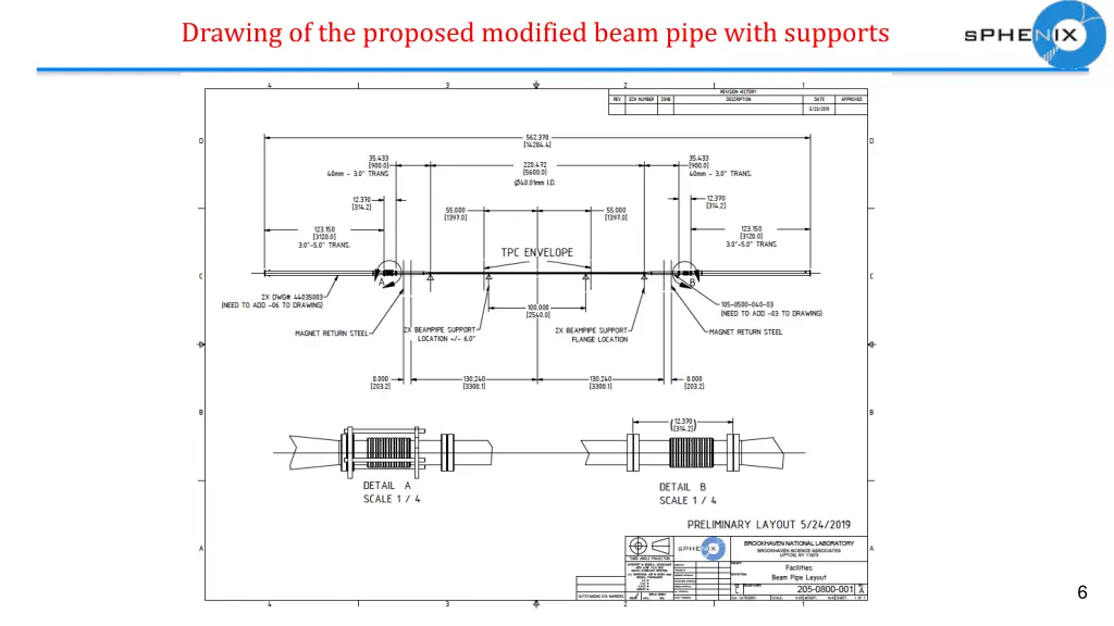 drawing of the proposed modified beam pipe with