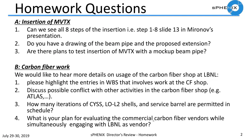 homework questions a insertion of mvtx