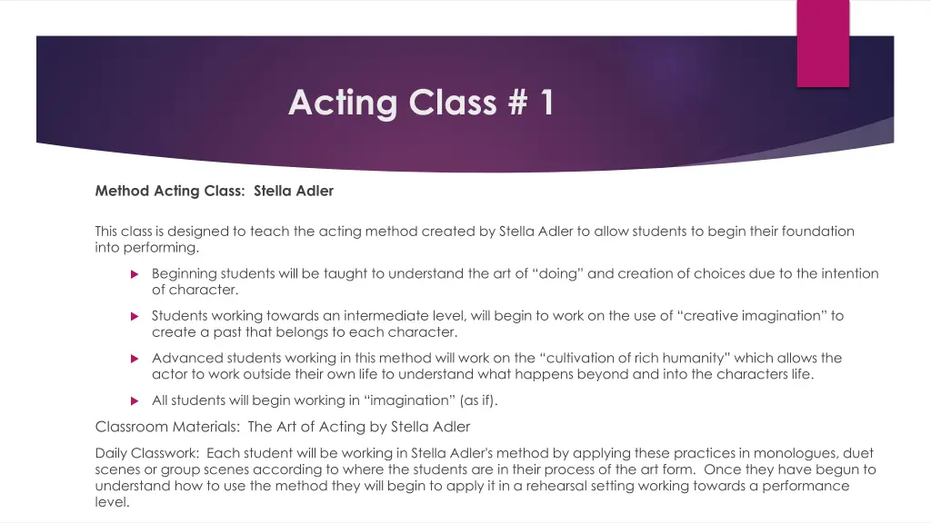 acting class 1