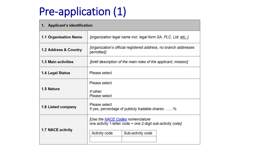 pre pre application 1 application 1