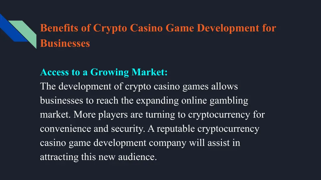 benefits of crypto casino game development