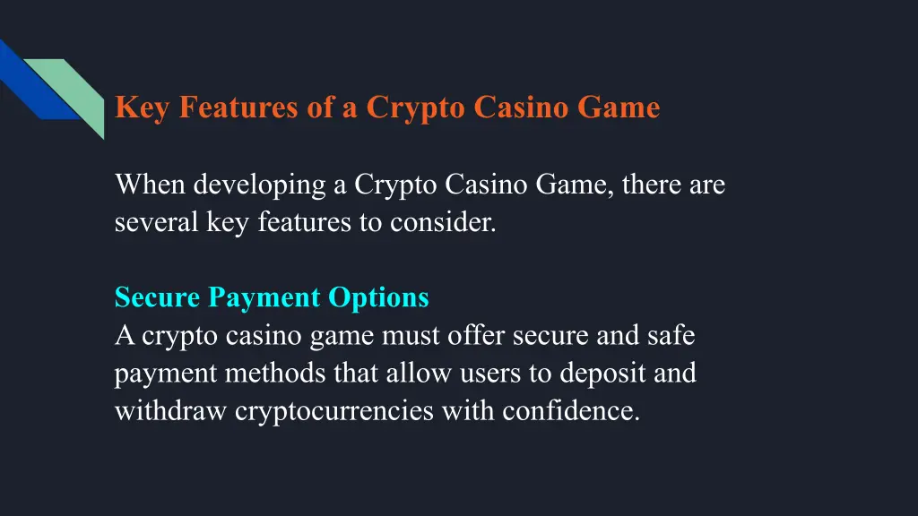 key features of a crypto casino game