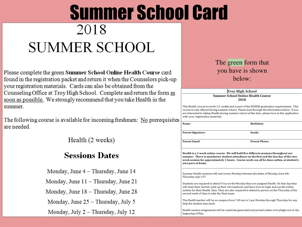 summer school card