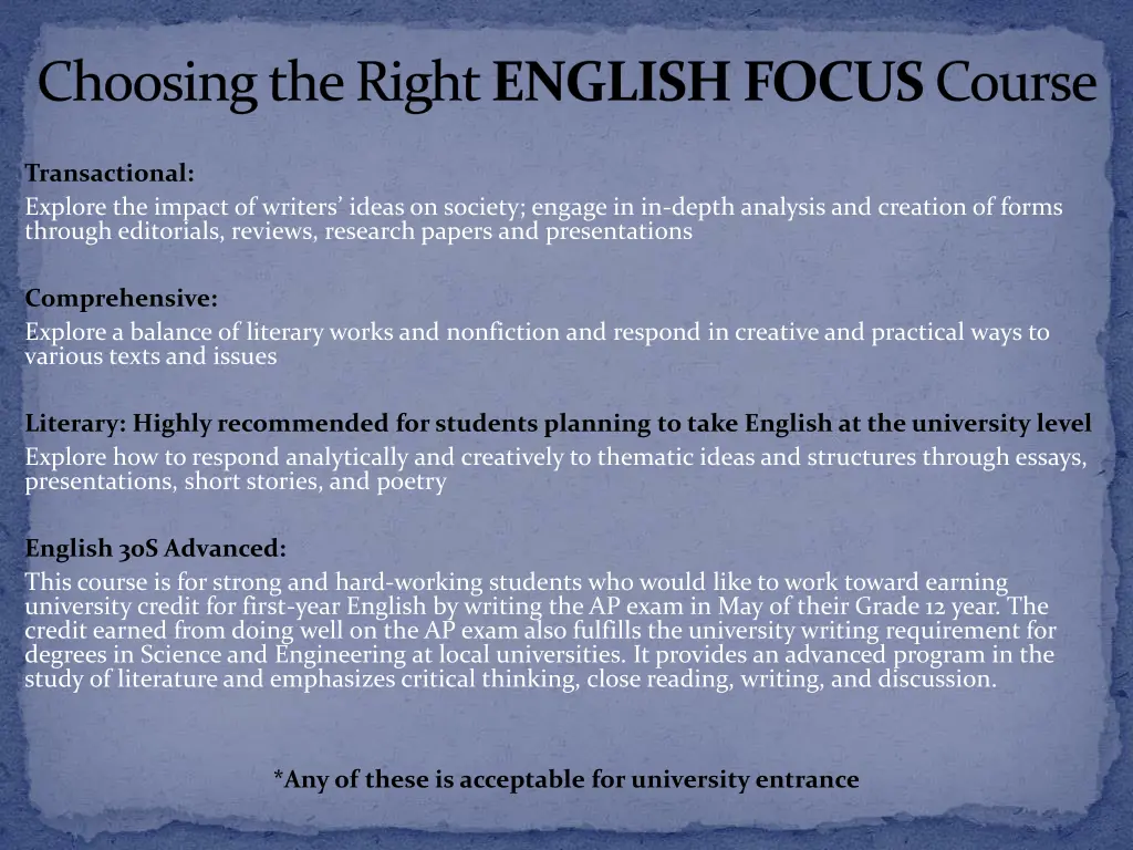 choosing the right english focus course