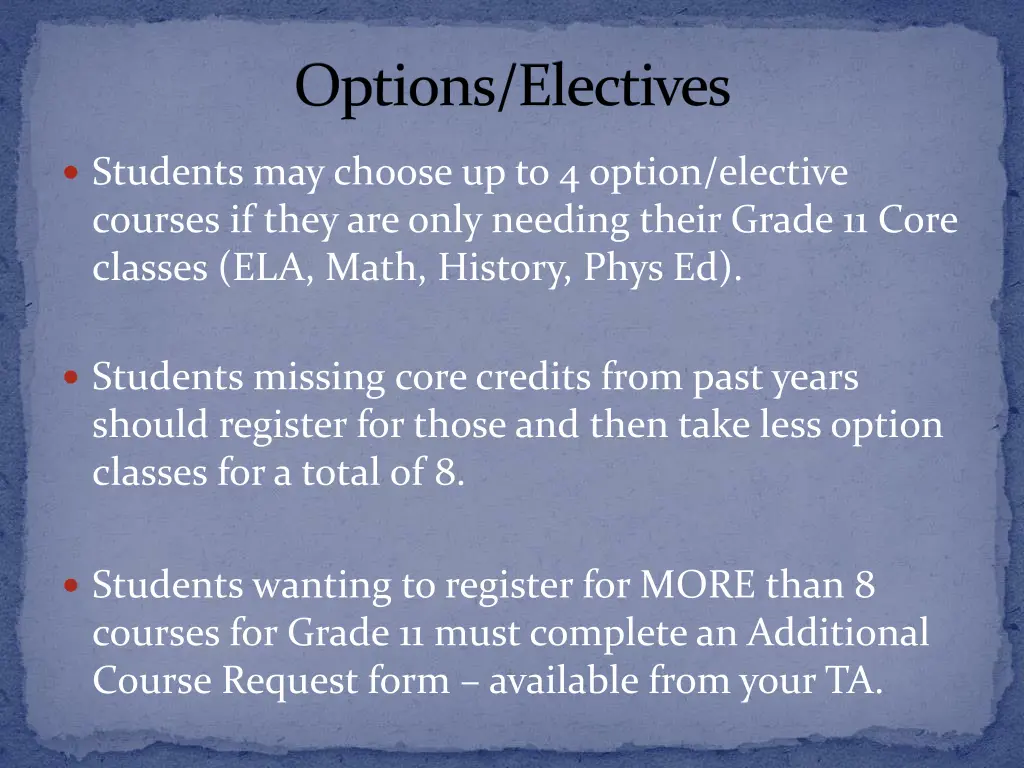 options electives