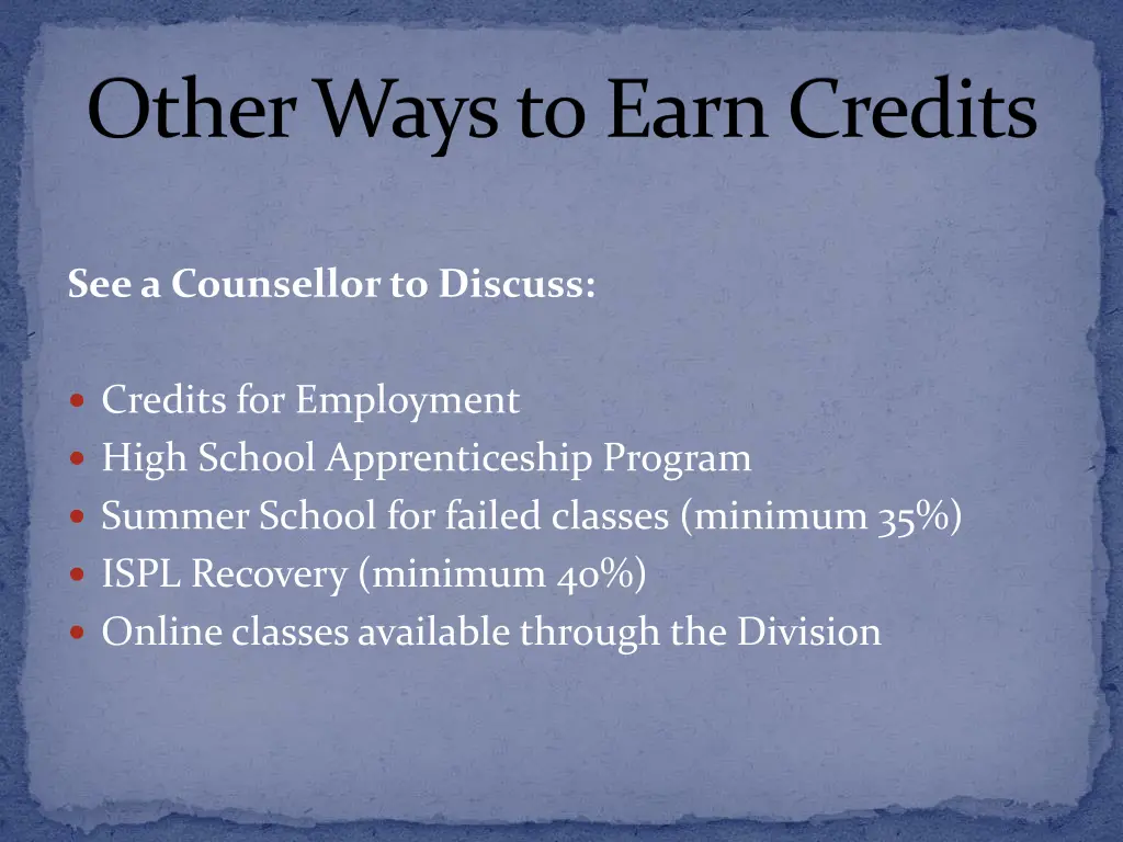 other ways to earn credits