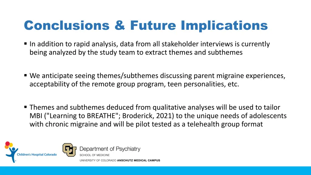 conclusions future implications