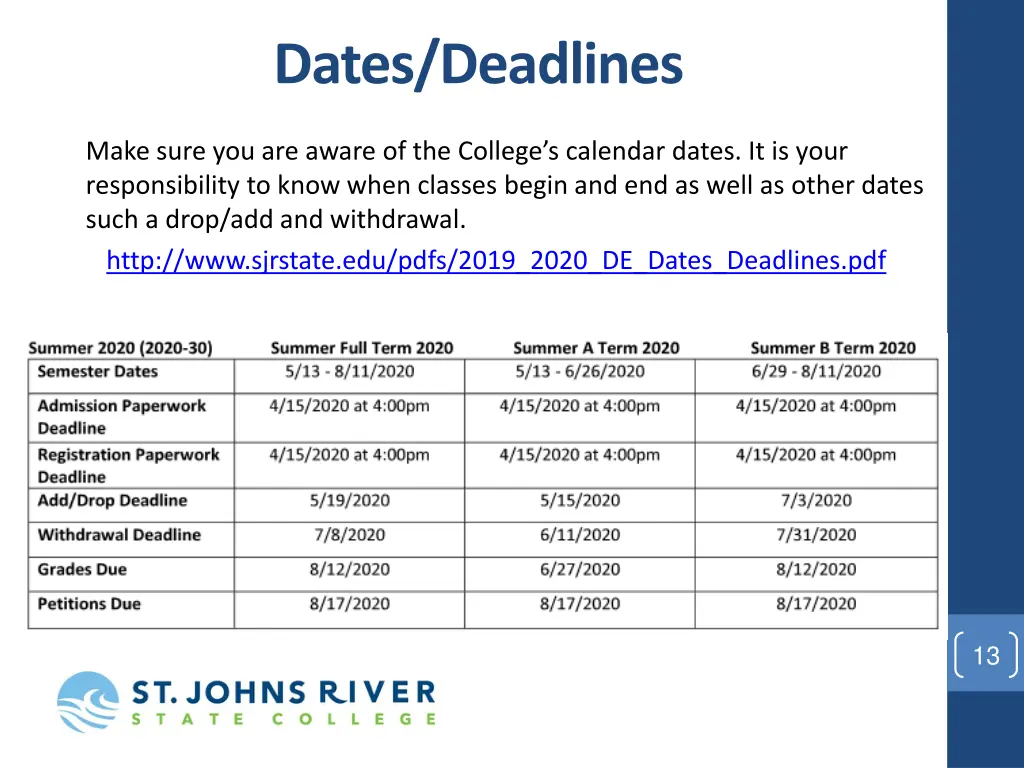 dates deadlines 1