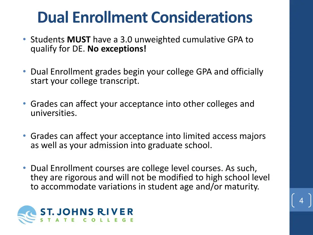 dual enrollment considerations