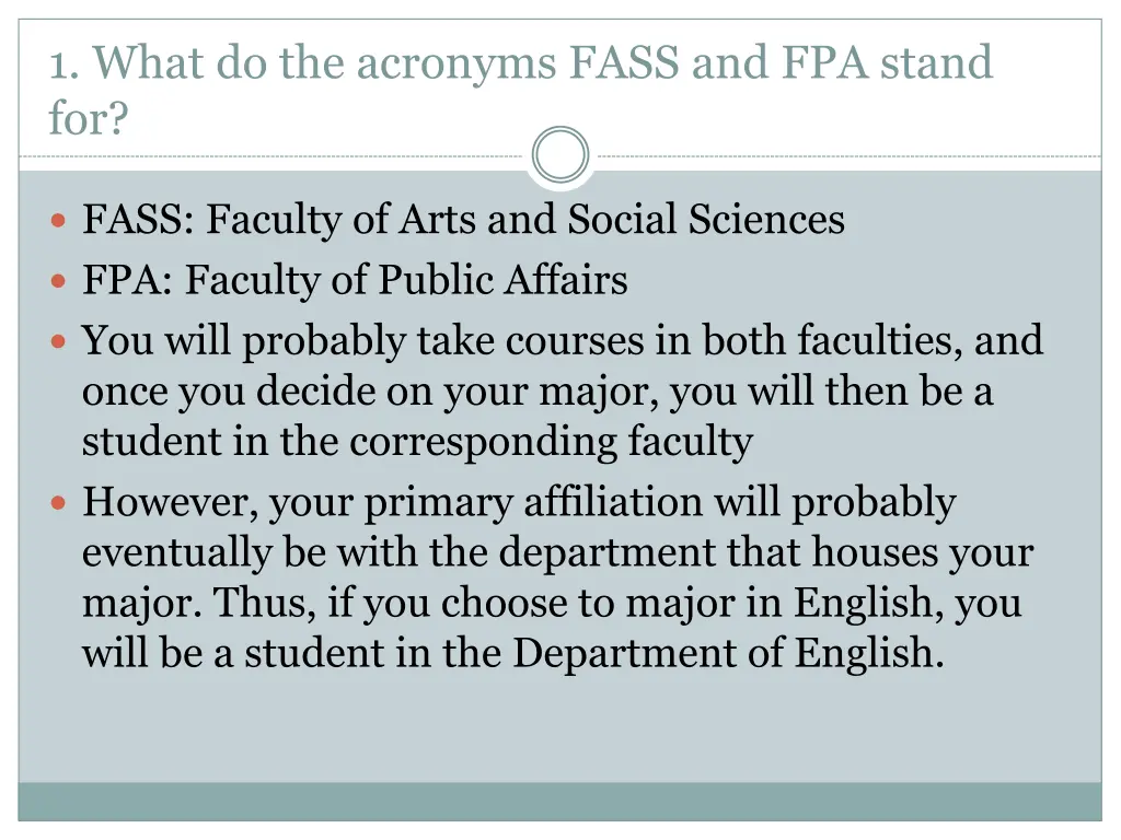 1 what do the acronyms fass and fpa stand for