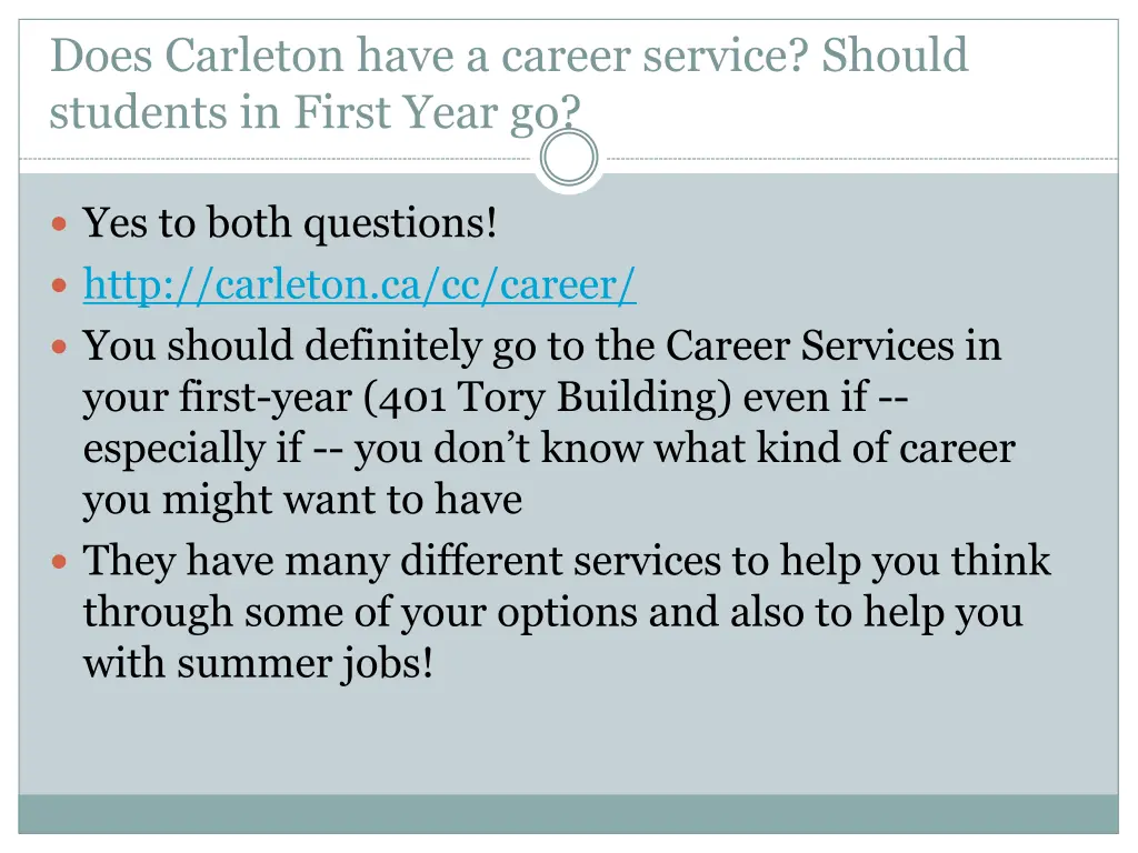 does carleton have a career service should