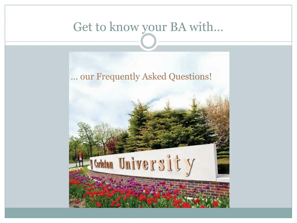 get to know your ba with