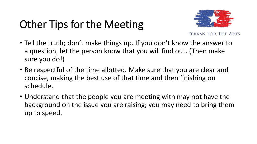 other tips for the meeting other tips