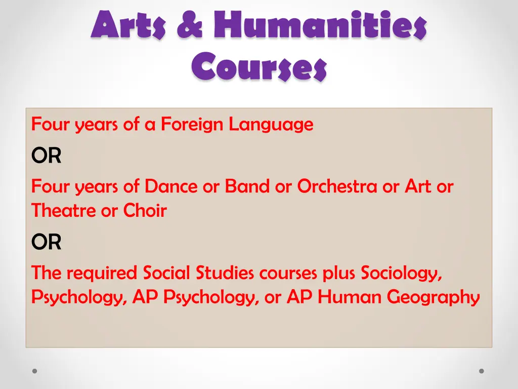 arts humanities courses