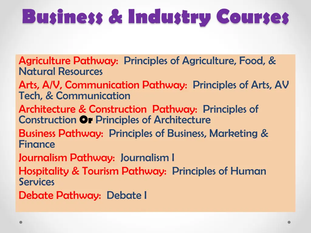 business industry courses