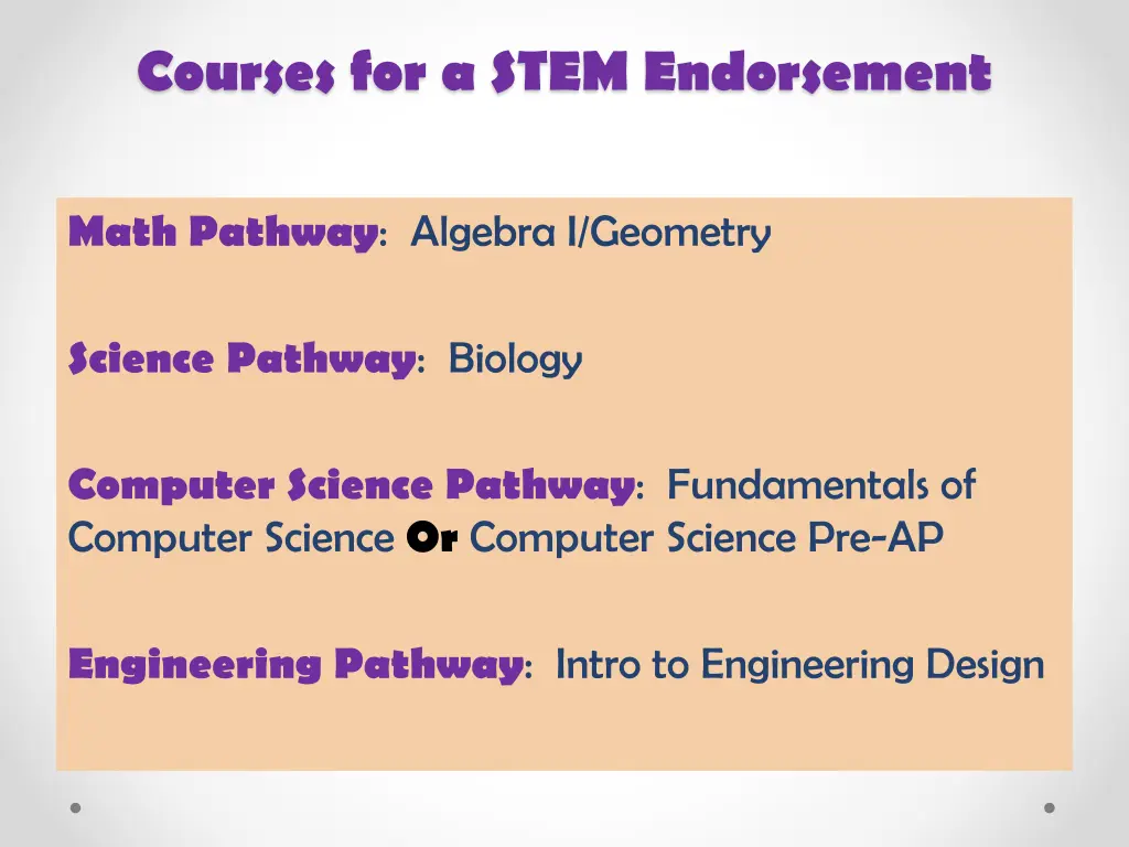 courses for a stem endorsement