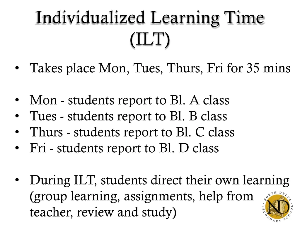 individualized learning time ilt