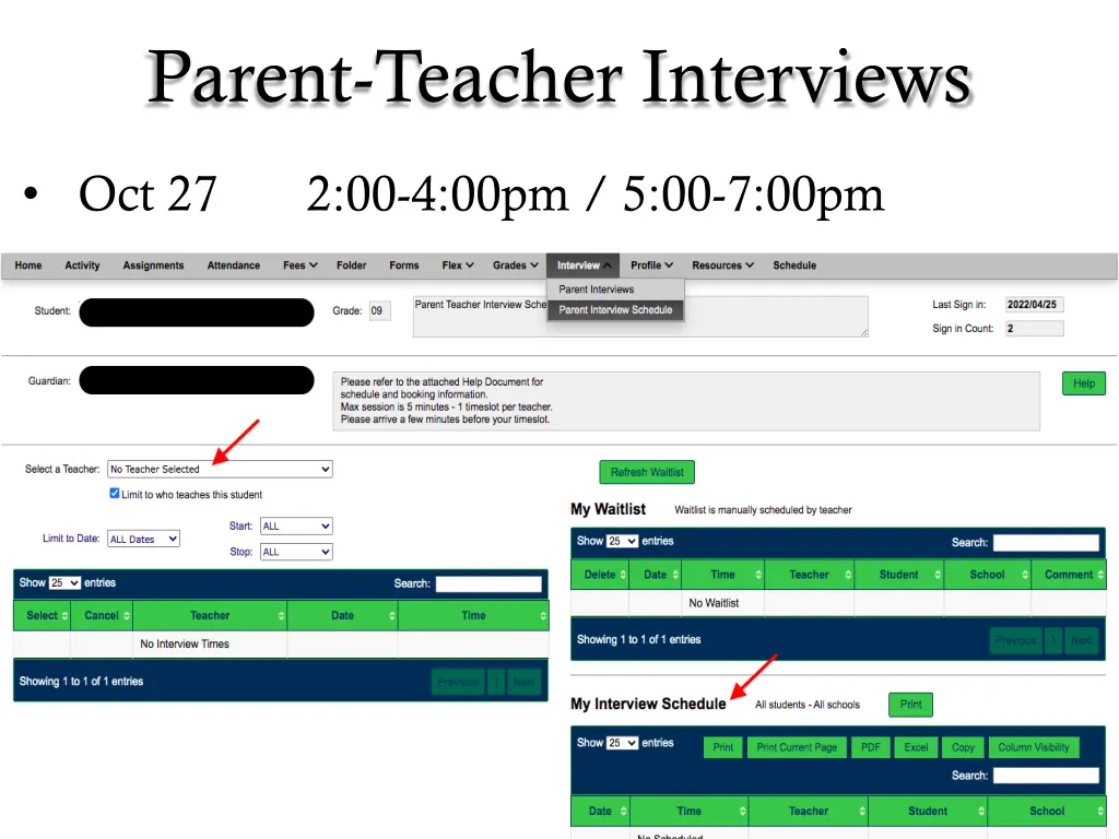 parent teacher interviews