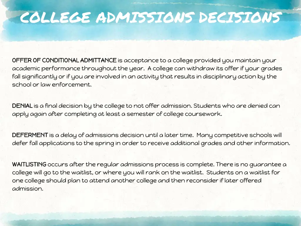 college admissions decisions