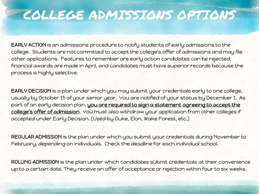 college admissions options