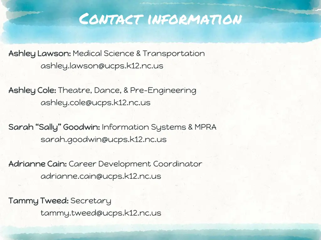 contact information