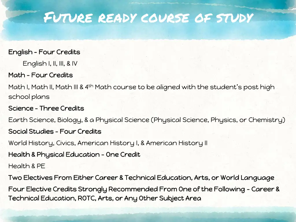 future ready course of study