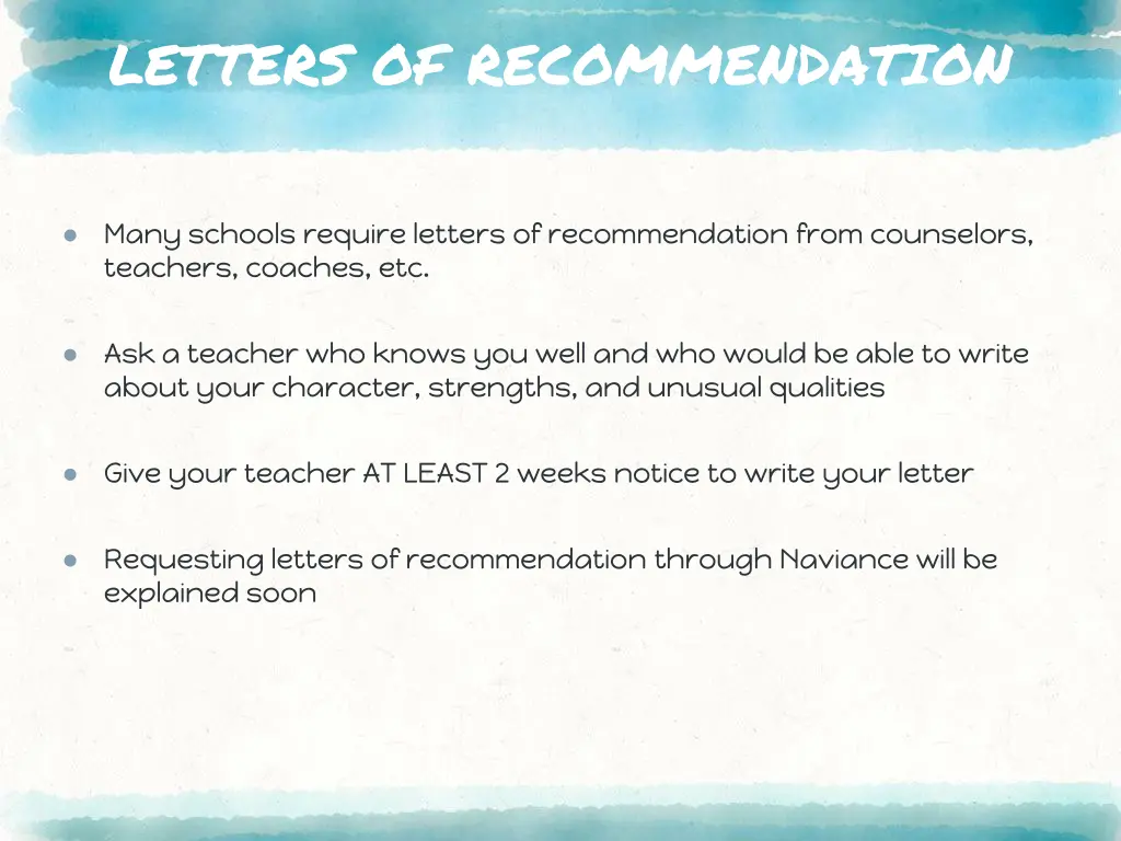 letters of recommendation