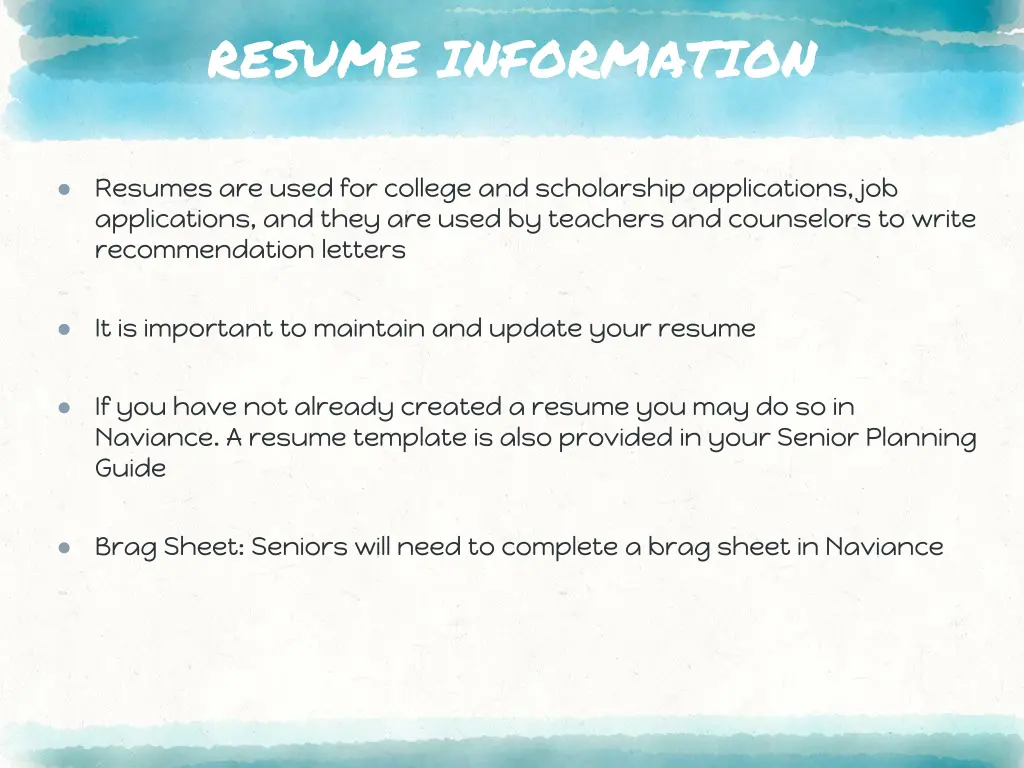 resume information