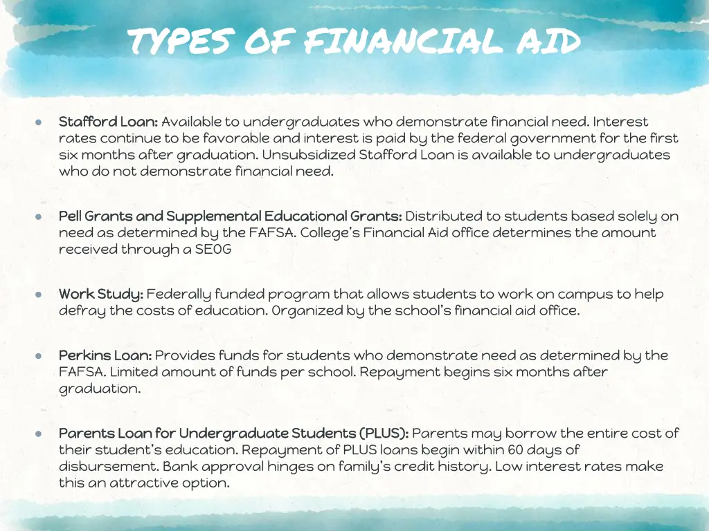 types of financial aid