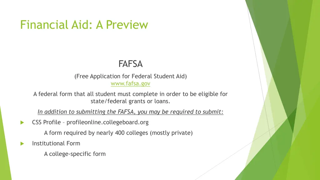 financial aid a preview