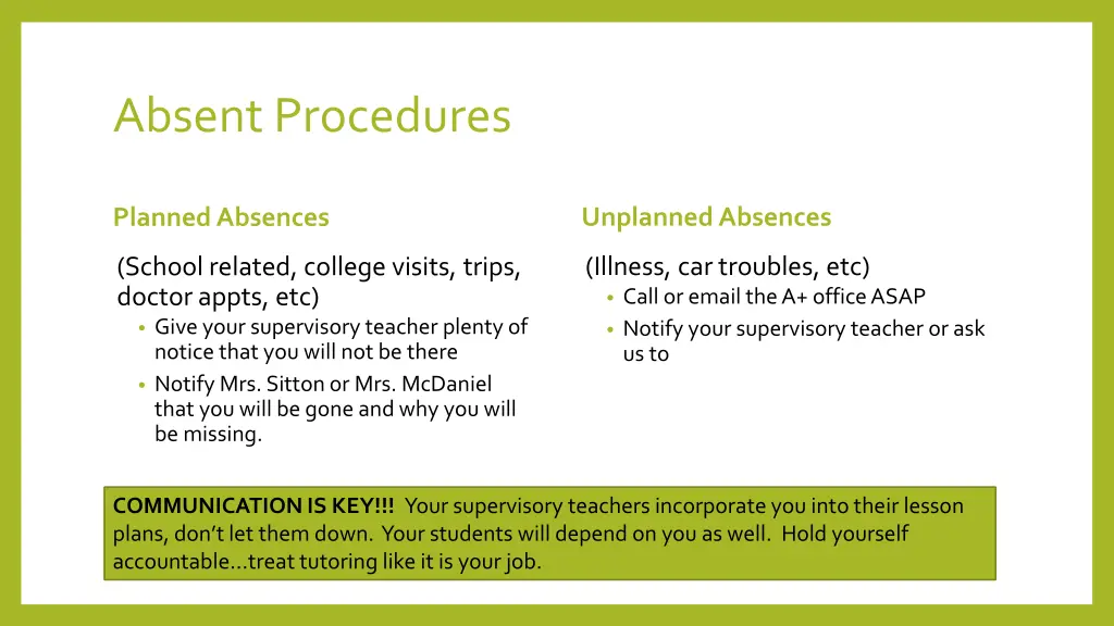 absent procedures