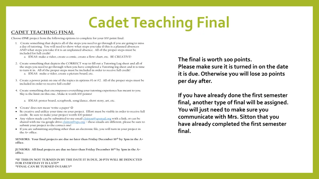 cadet teaching final