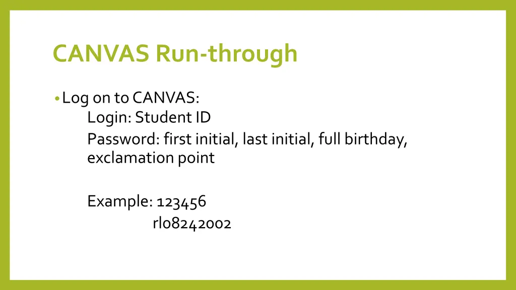 canvas run through