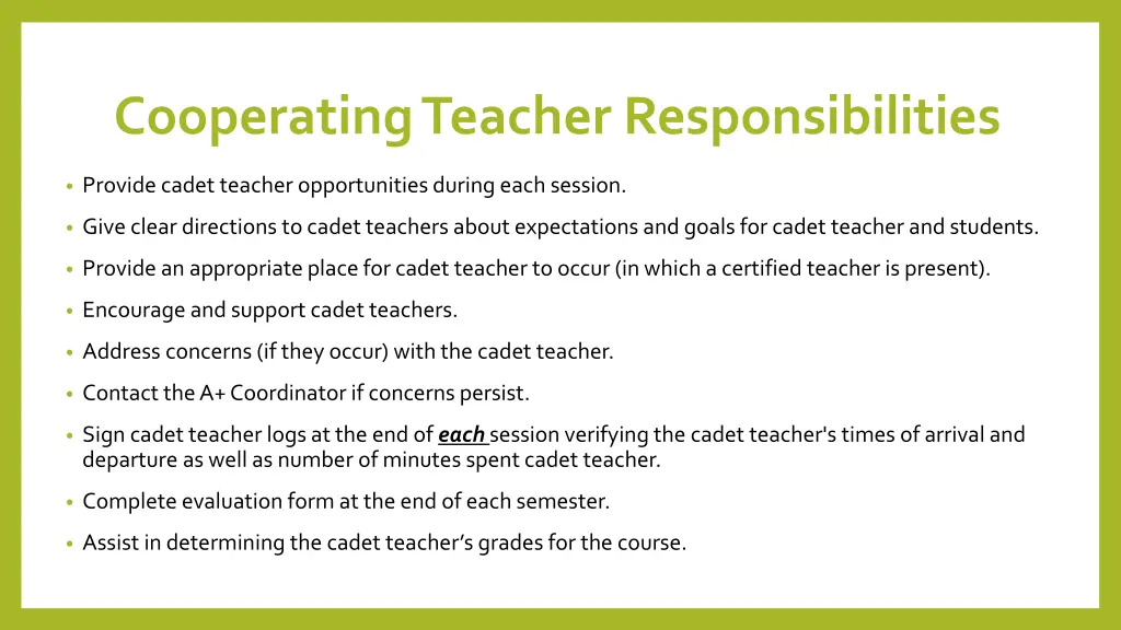 cooperating teacher responsibilities