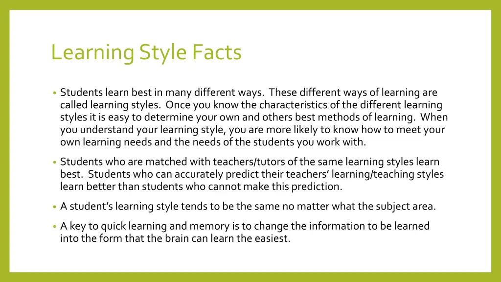 learning style facts