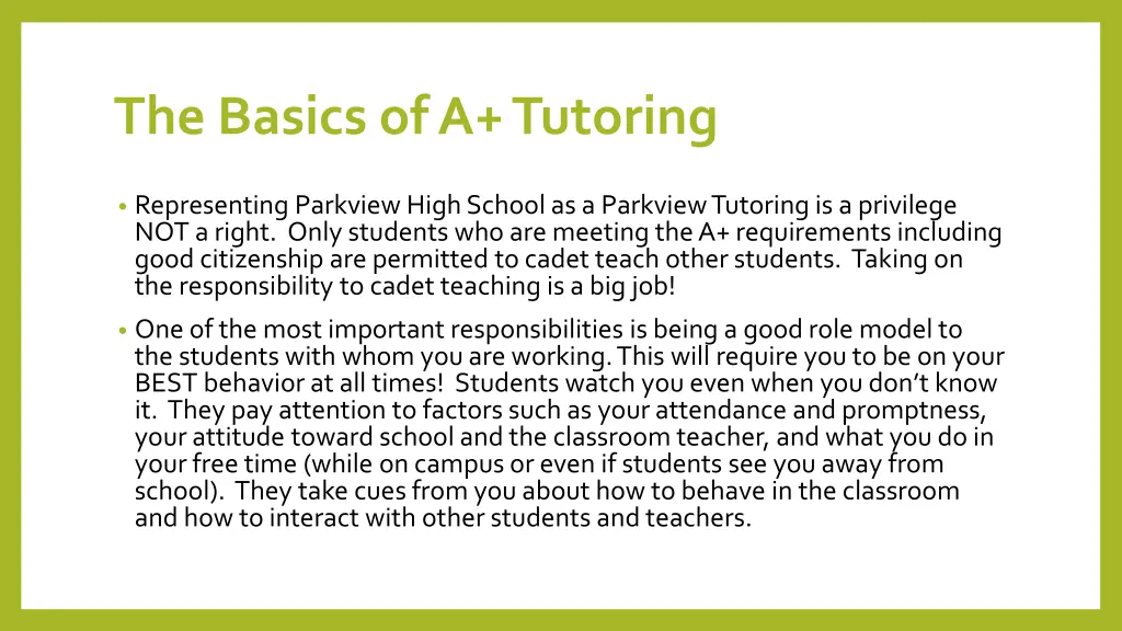 the basics of a tutoring