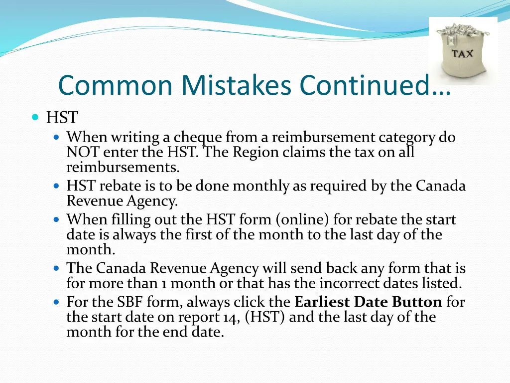 common mistakes continued hst when writing