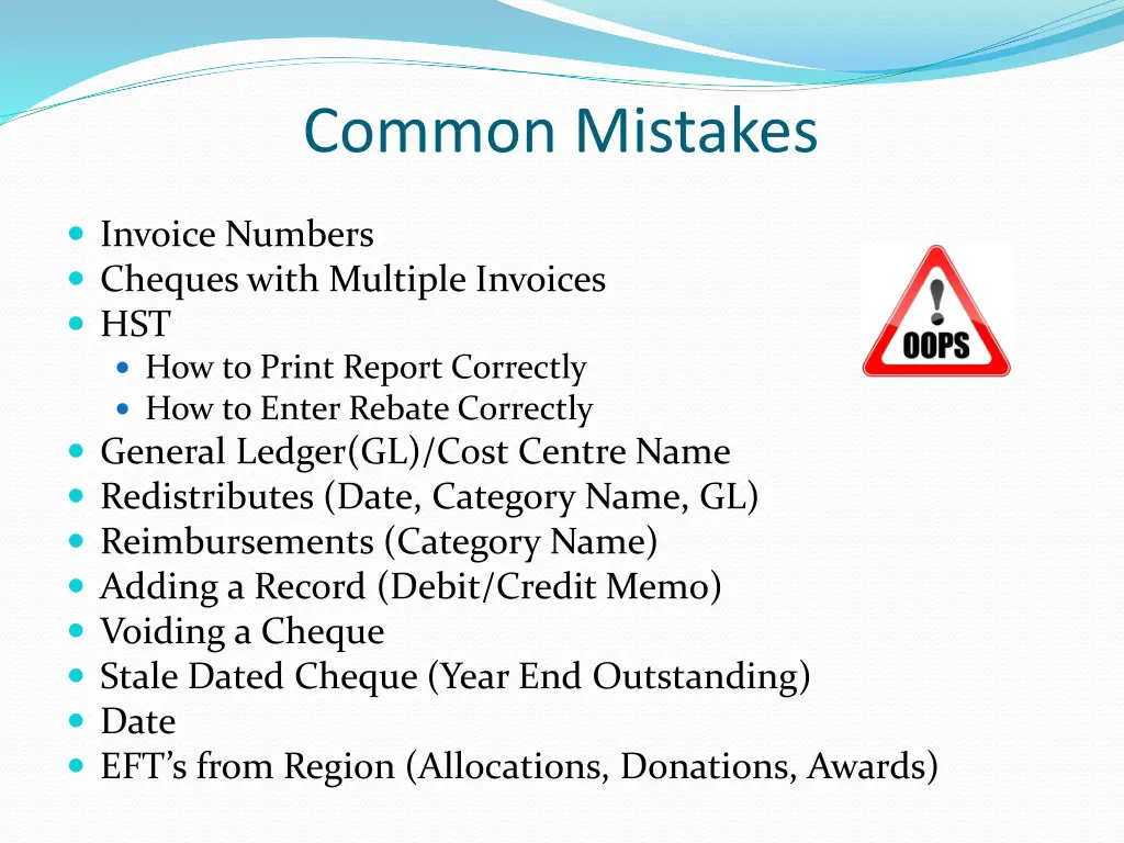 common mistakes