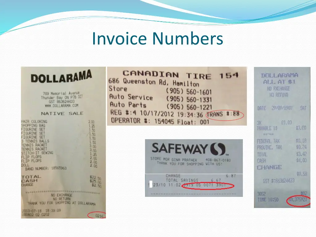 invoice numbers 1