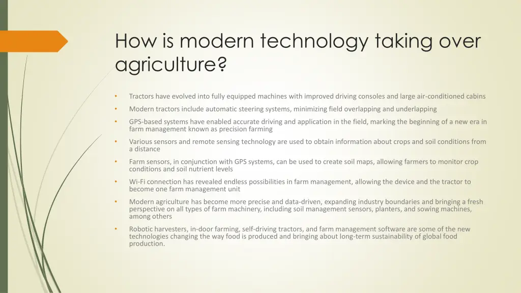 how is modern technology taking over agriculture